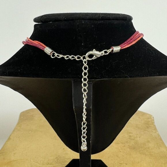 Vintage Y2K Red Flower Pendant Rope Necklace - Fairycore Princess Jewelry - Picture 3 of 5